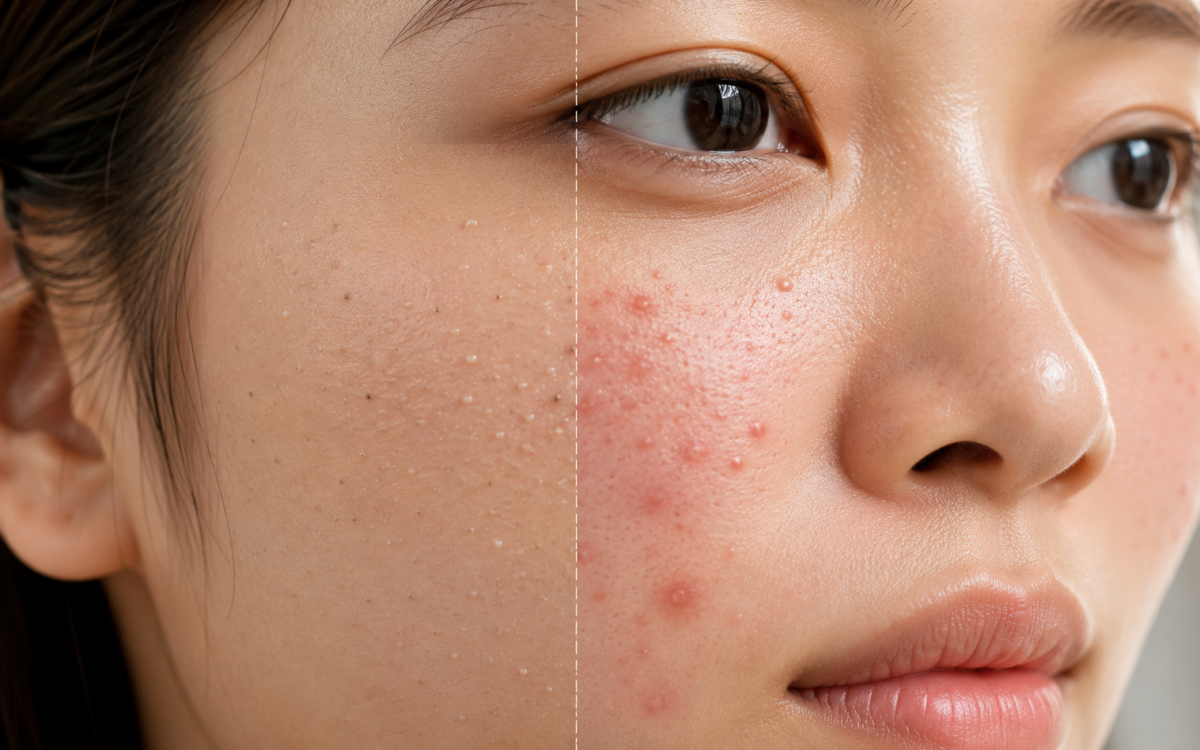 Phân loại mụn — so sánh mụn không viêm và mụn viêm