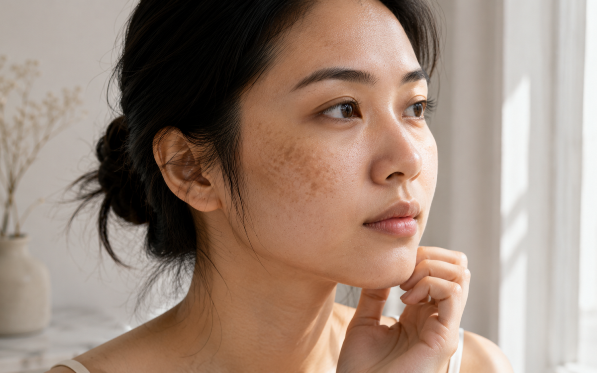 Chân dung nữ với nám vùng gò má
