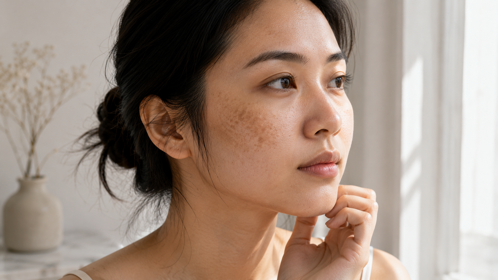 Chân dung nữ với nám vùng gò má