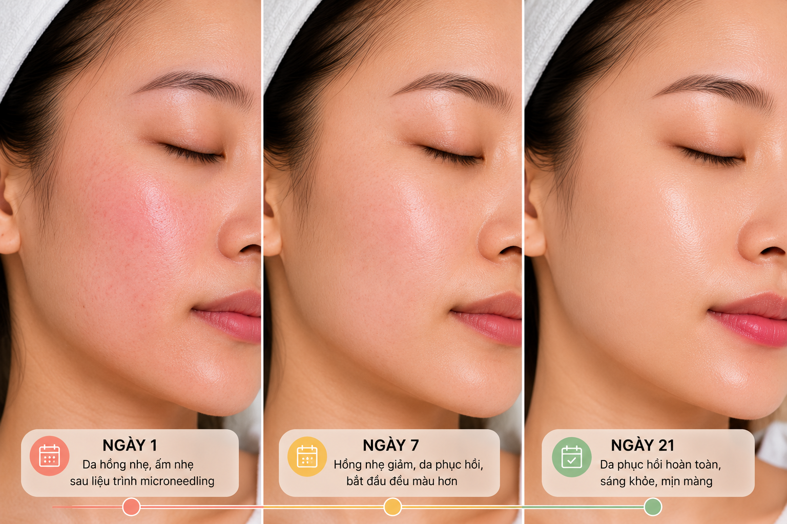 Timeline phục hồi Microneedling 3 giai đoạn