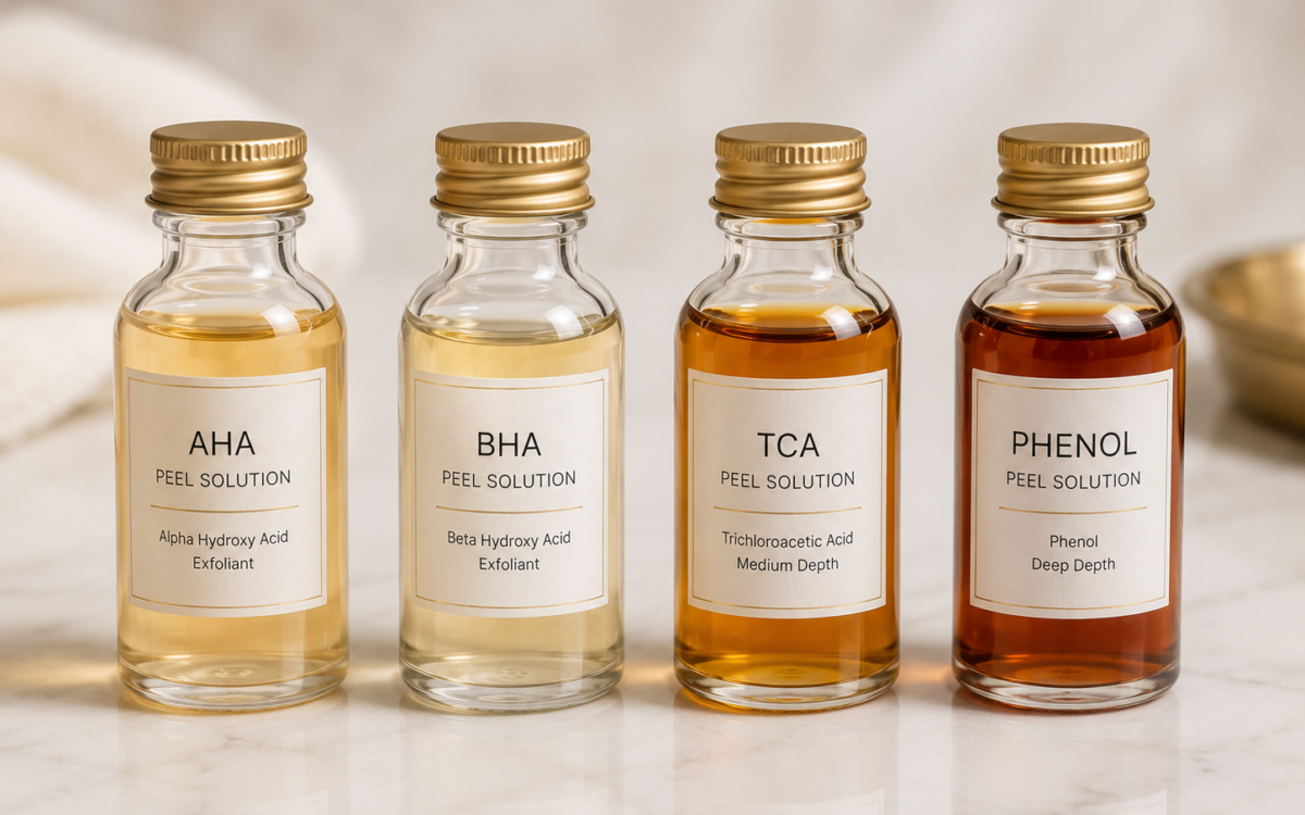 So sánh 4 loại peel — AHA, BHA, TCA, Phenol