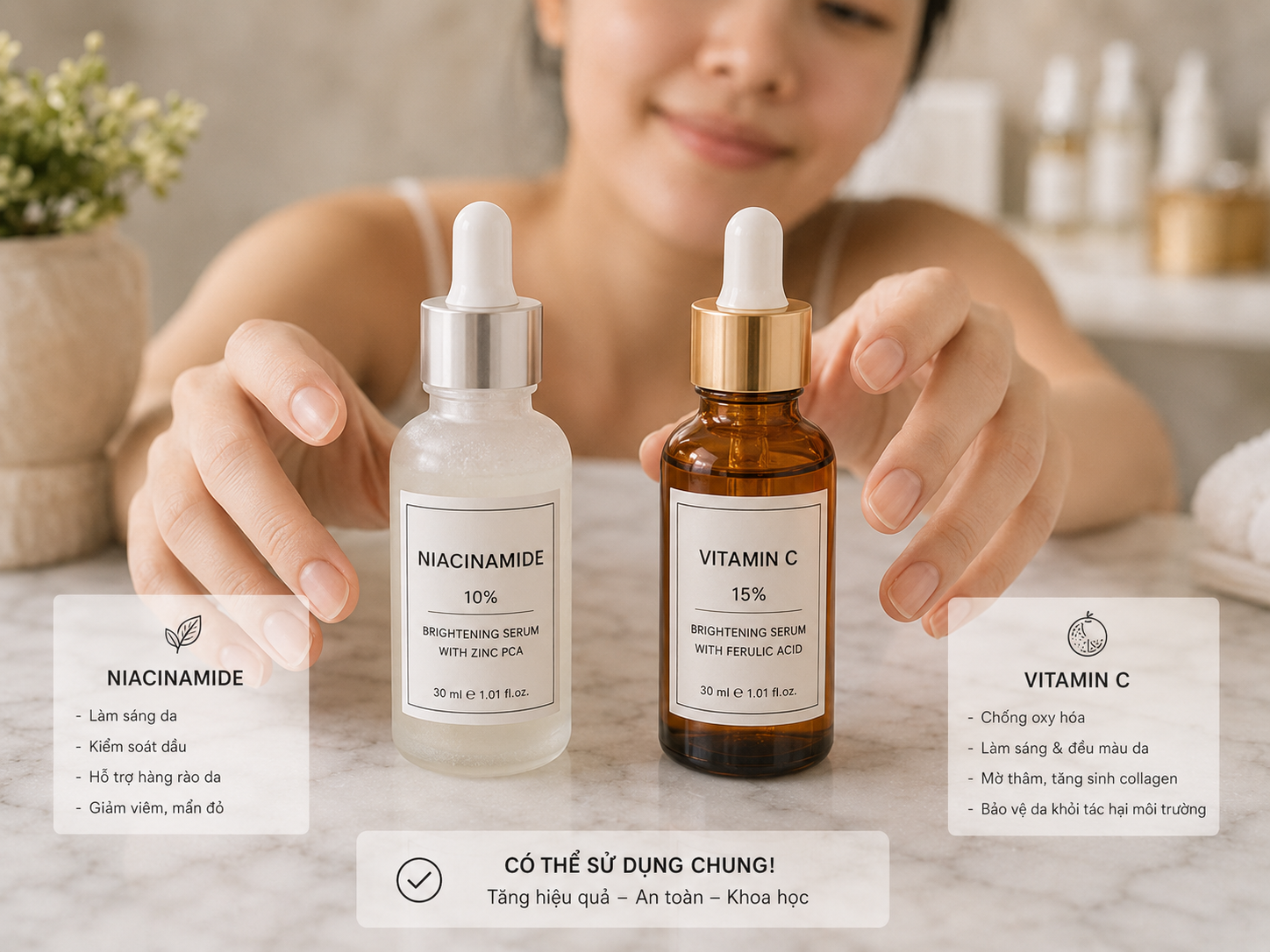 Kết hợp Niacinamide và Vitamin C