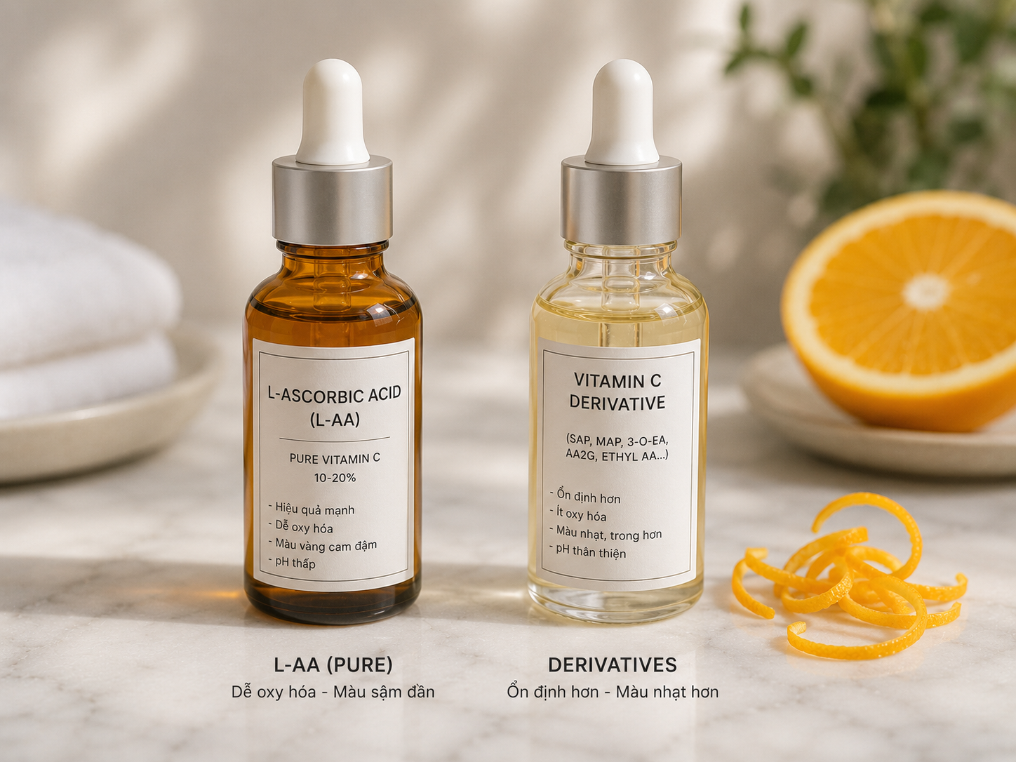 So sánh L-AA và dẫn xuất Vitamin C