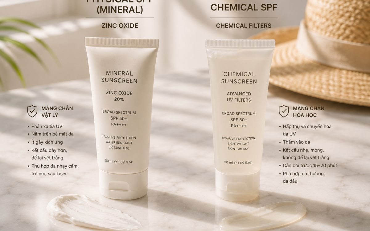 So sánh SPF vật lý và hoá học