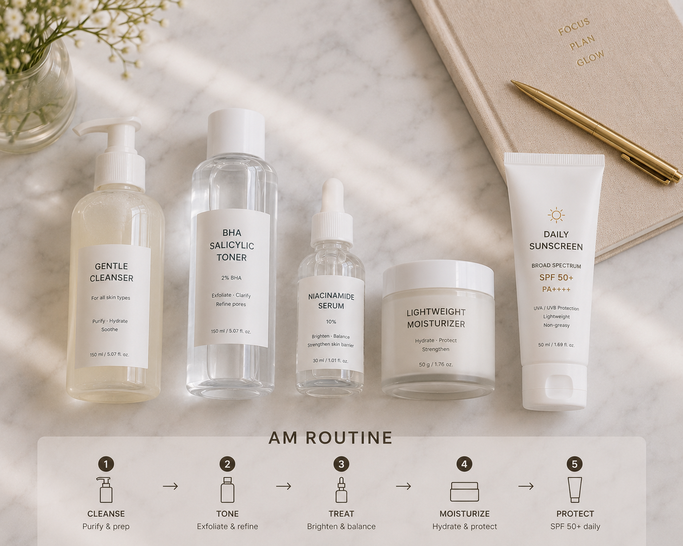 Skincare routine buổi sáng cho da mụn