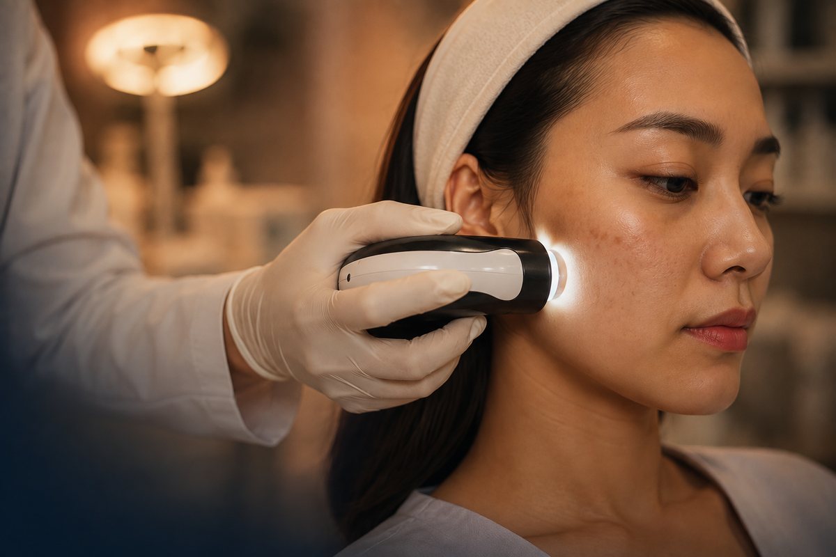 Soi và phân tích da bằng thiết bị chuyên dụng để xây phác đồ điều trị